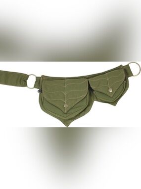NWT! Lakhays Cotton Two Leaf Waist Bag, Olive Green